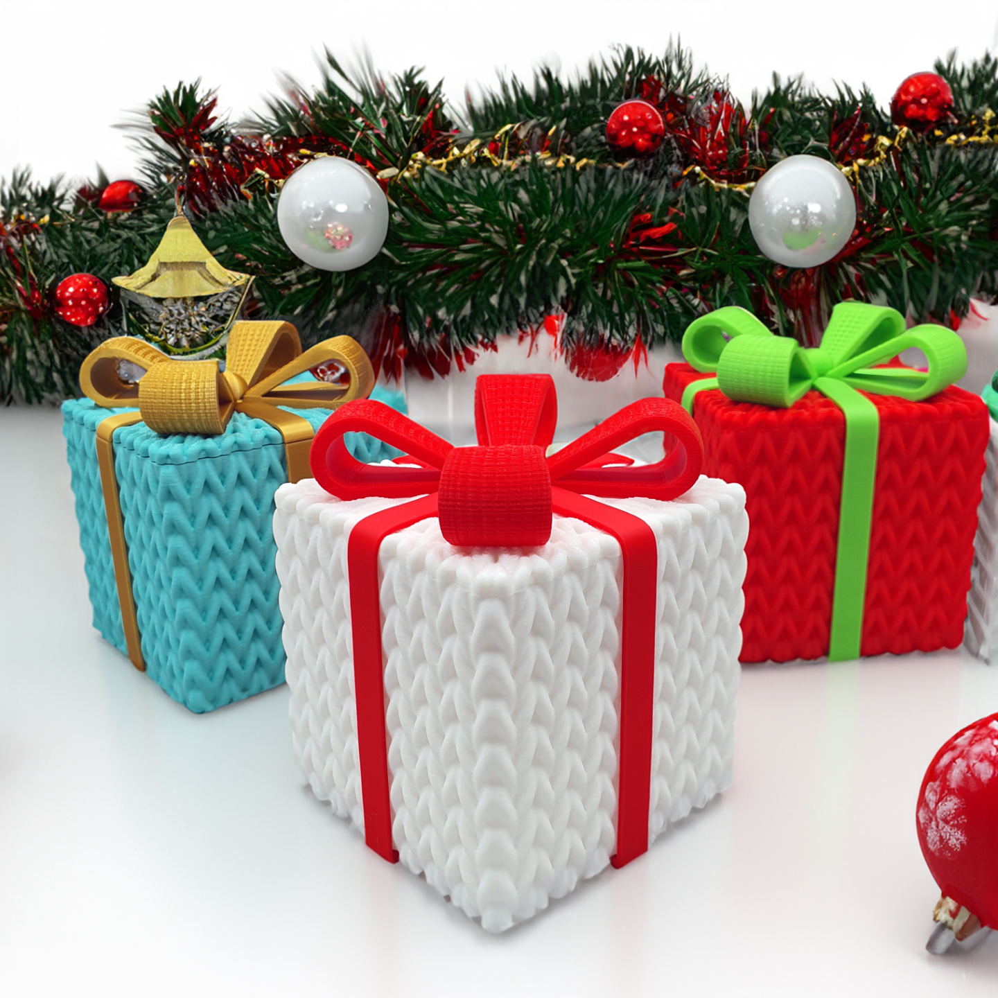 Knitted Gift Box Decor – 3D Printed Holiday Ornaments