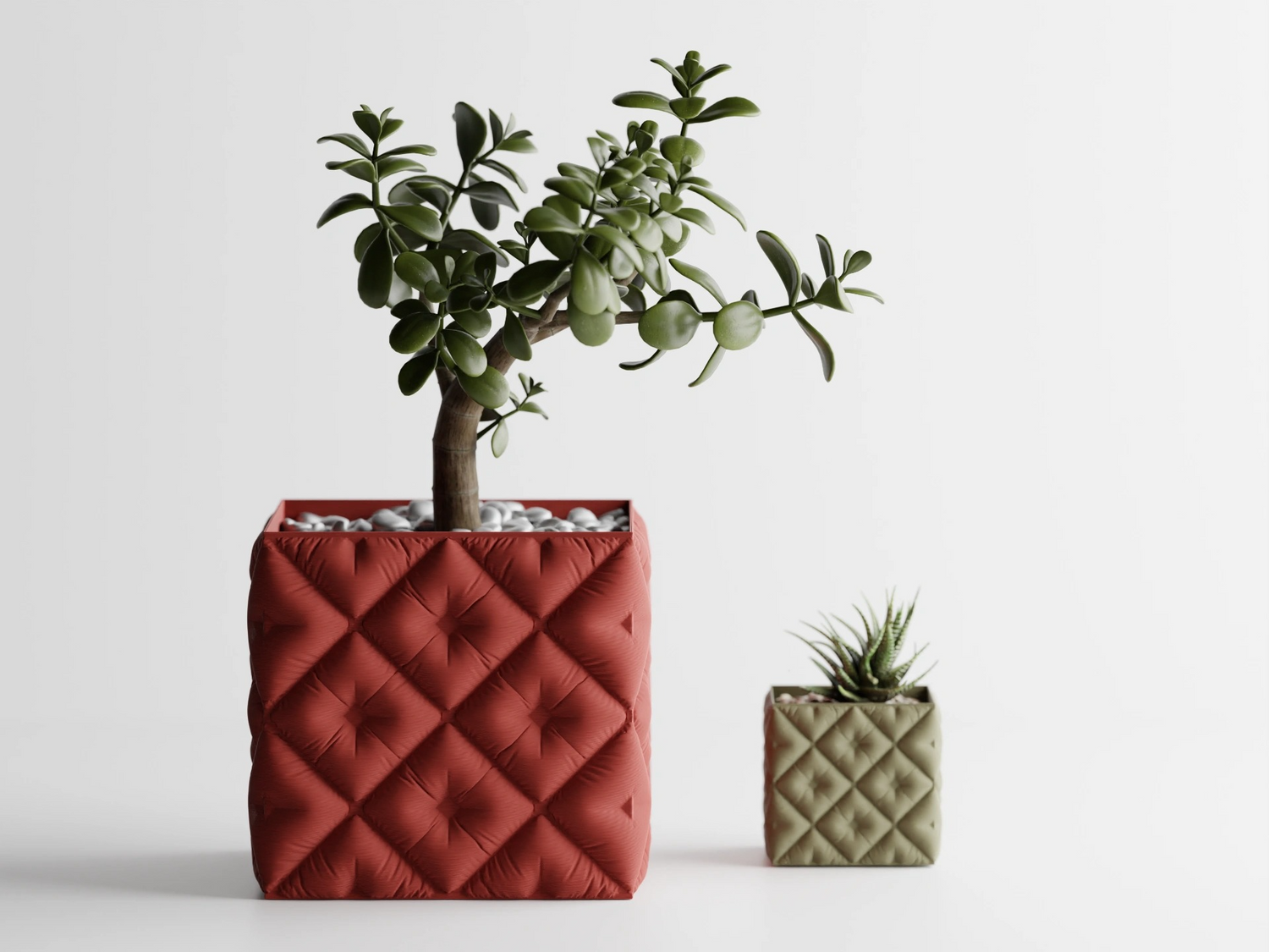 Velvet Luxe Planter – Tufted Cushion-Style Plant Pot