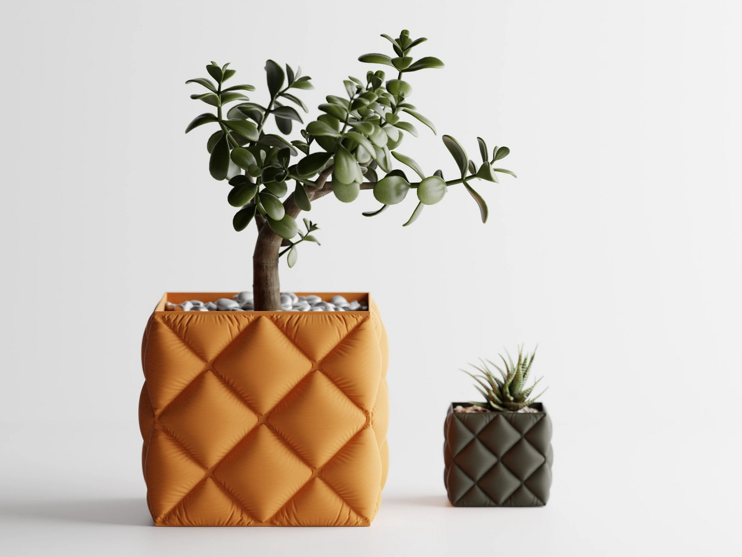 Golden Luxe Planter – Tufted Cushion-Style Plant Pot