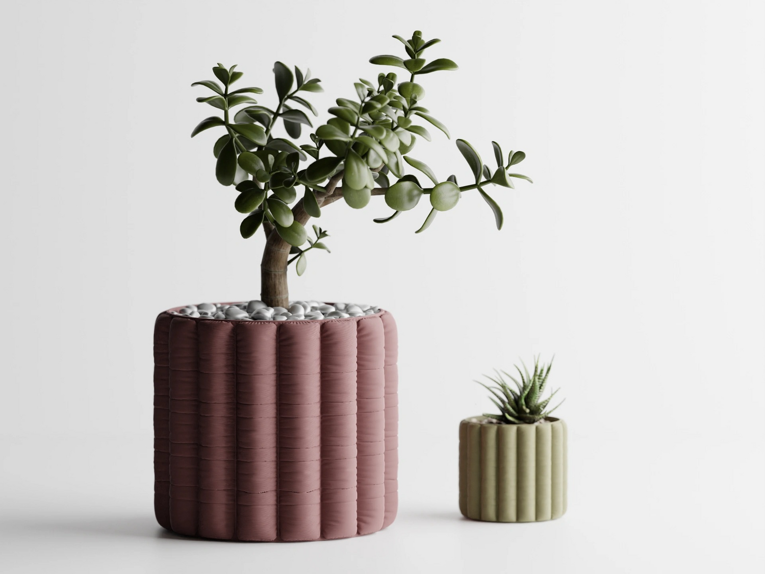 Blush Barrel Planter – Modern Ribbed Plant Pot