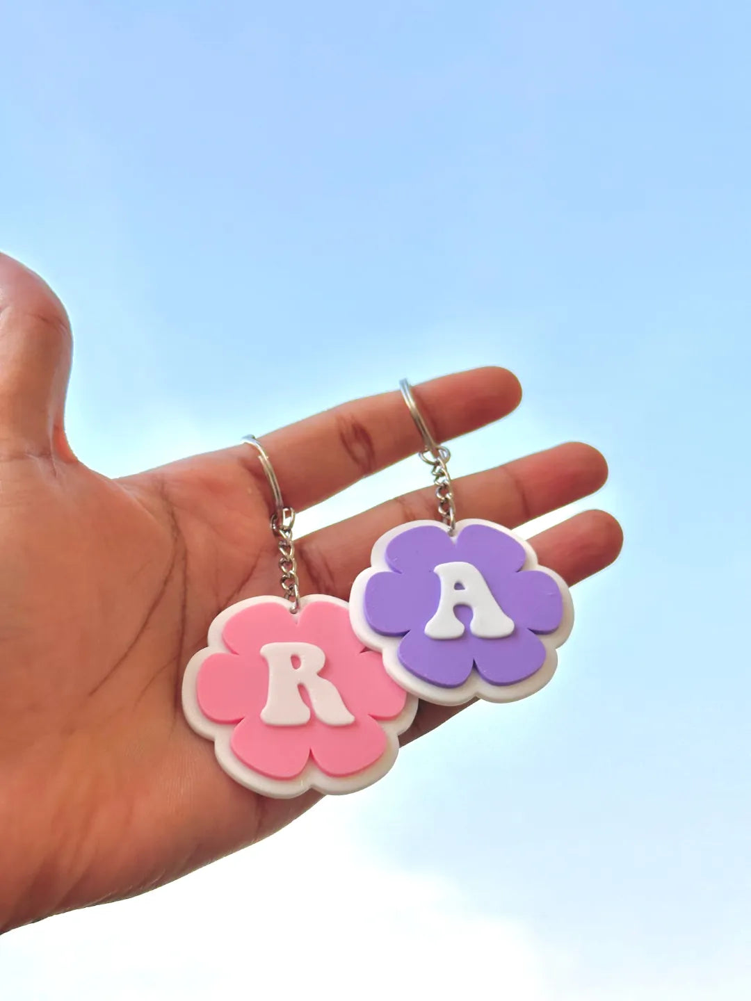 Flower Initial Keychain