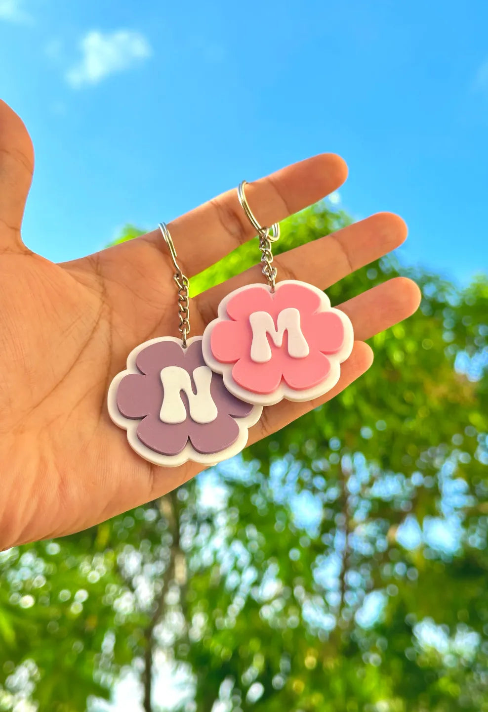 Flower Initial Keychain