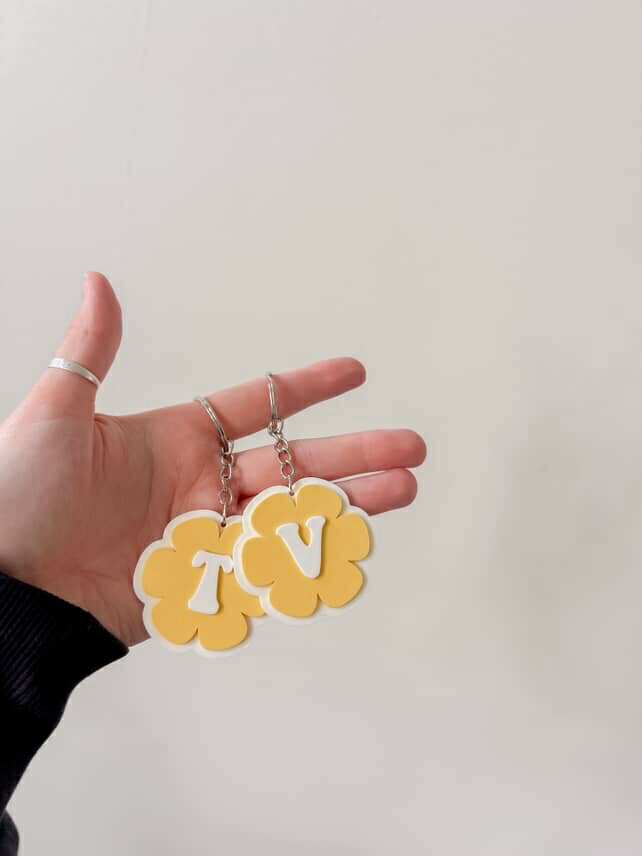 Flower Initial Keychain