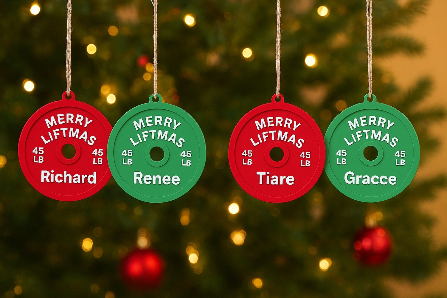 Personalised “Merry Liftmas” Weight Plate Ornaments