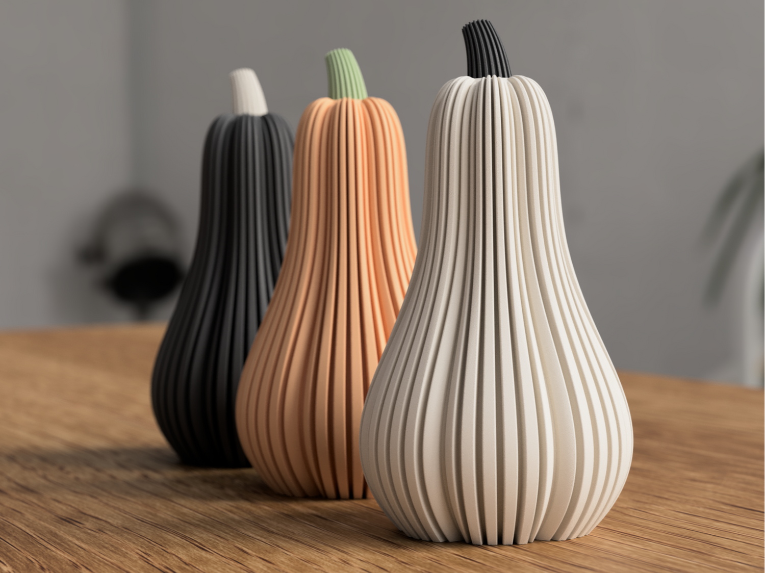 Tall Ribbed Pumpkin – 3D Printed Modern Fall Decor