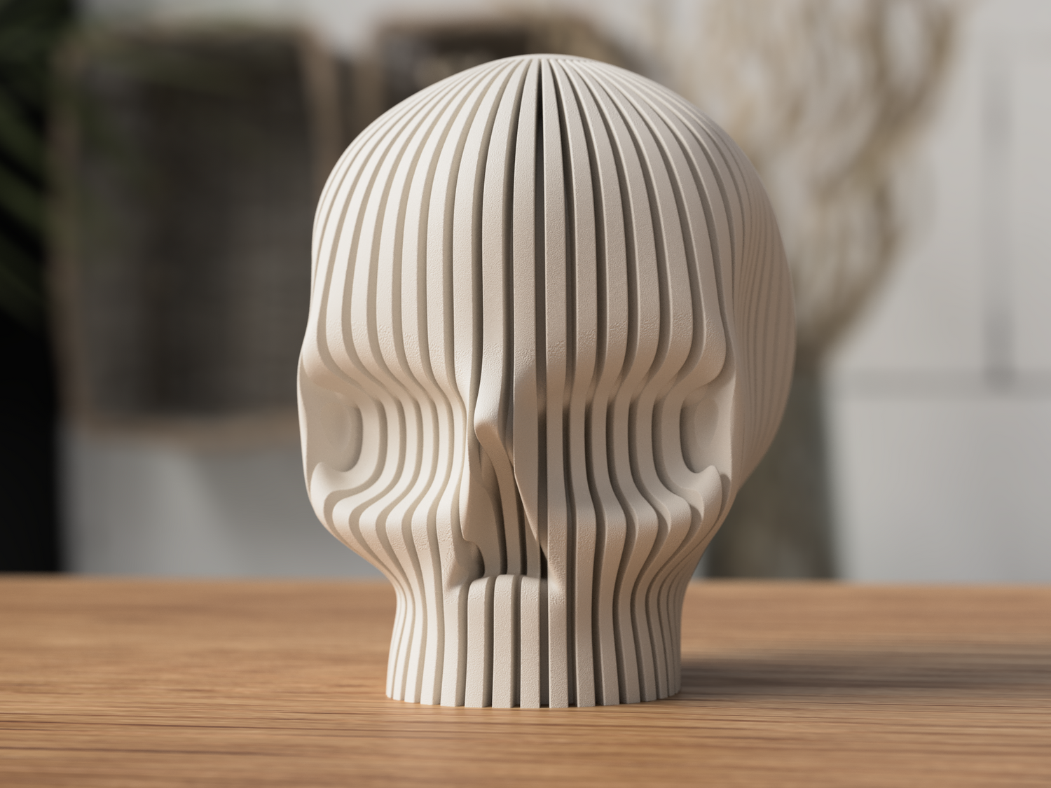 Modern Ribbed Skull – 3D Printed Tealight Holder