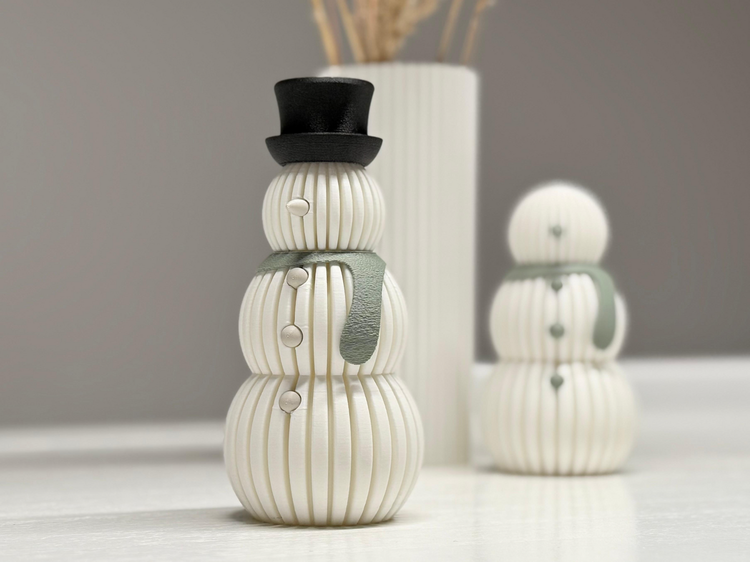 Modern Snowman Figurine – 3D Printed Holiday Decor