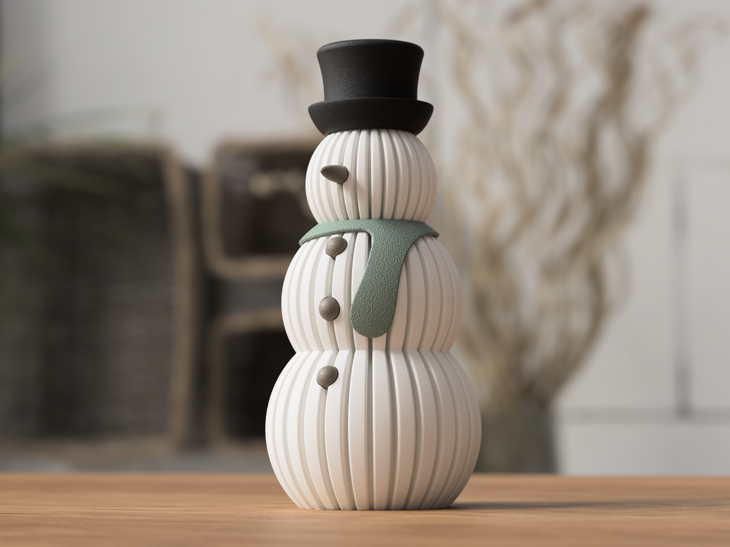 Modern Snowman Figurine – 3D Printed Holiday Decor