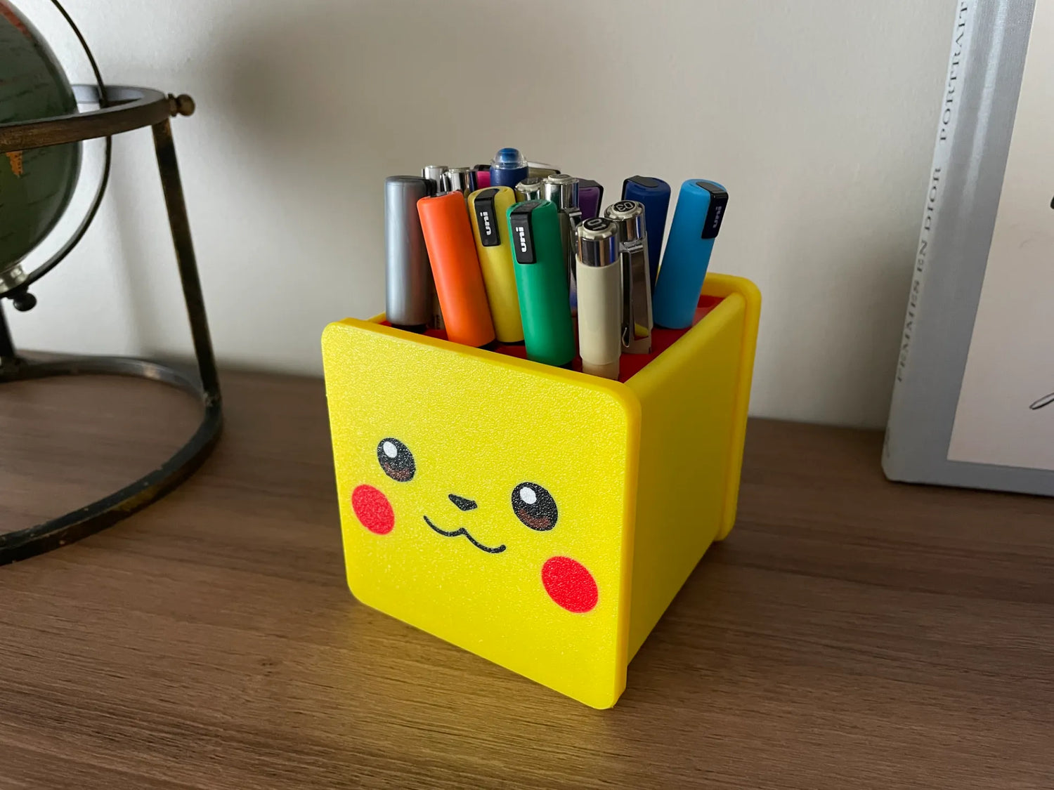 Cute Yellow Square Pen Holder – Fun Desk Organizer for Kids & Gamers