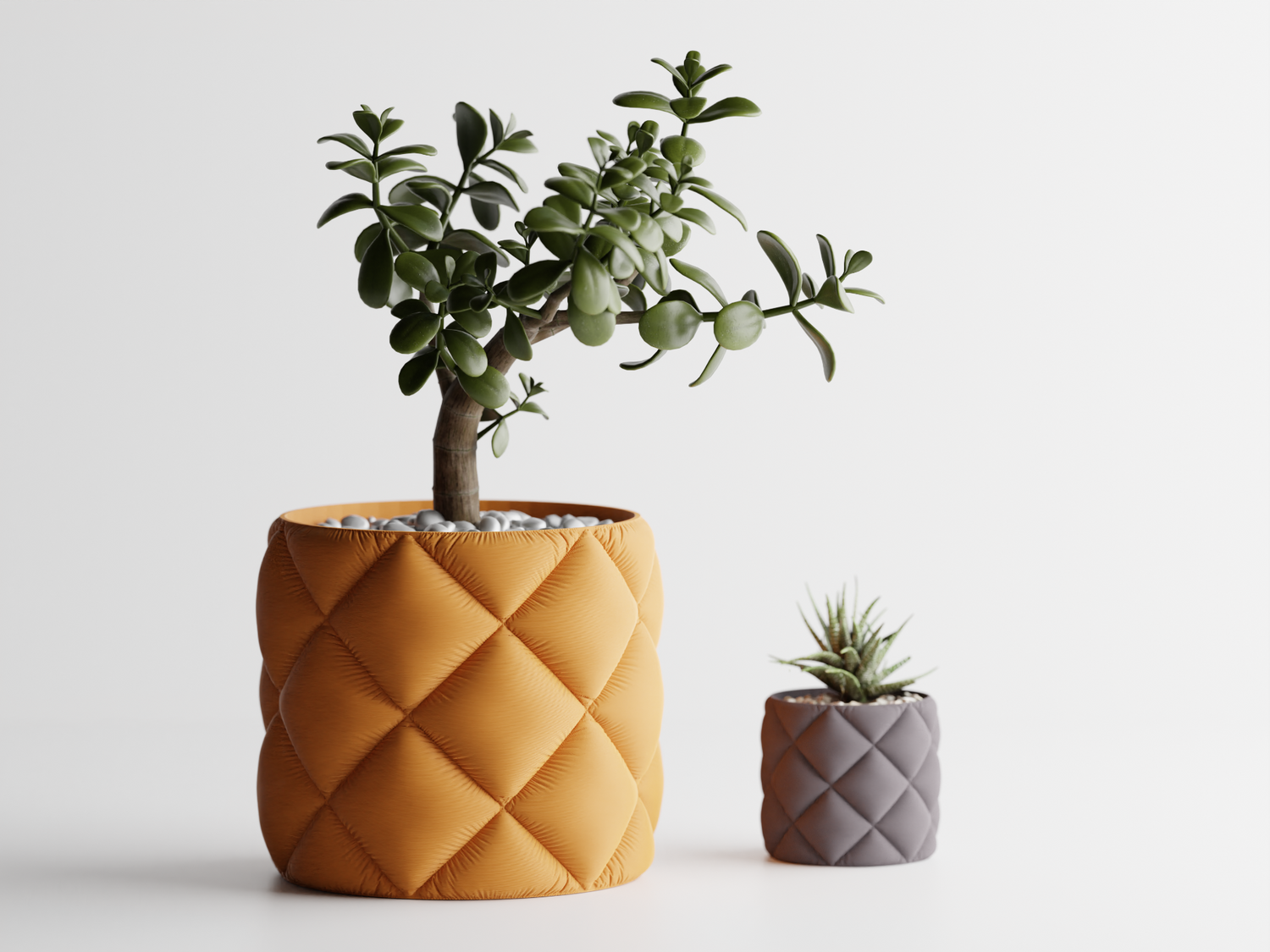 LuxeQuilt Planter – Elegant Tufted Cushion-Style Plant Pot