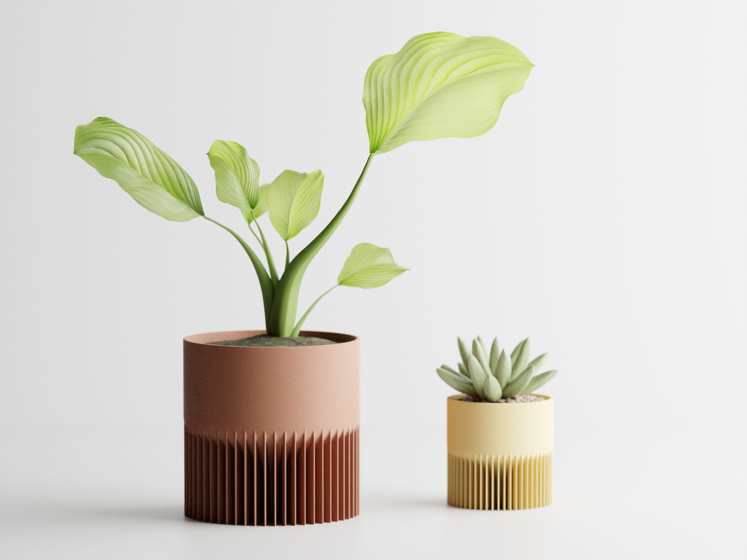 Strata Planter – Modern Two-Tone Ribbed Plant Pot