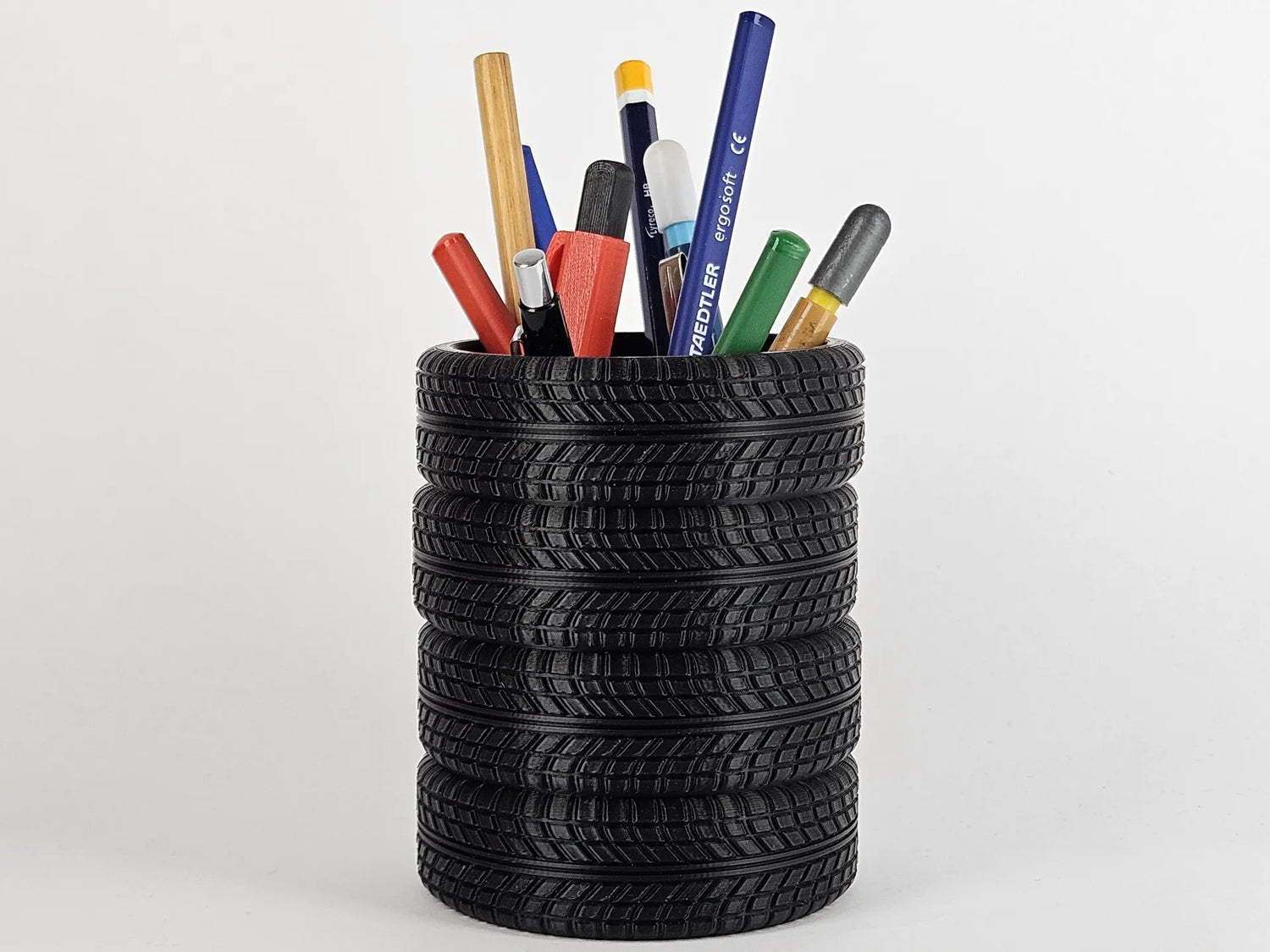 Tire Stack Pen Holder – Rugged Desk Organizer for Car Lovers